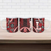 Personalized Hawaii Lahainaluna High School Ceramic Mug Tribal Tattoo With Hibiscus Flowers