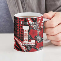 Personalized Hawaii Lahainaluna High School Ceramic Mug Tribal Tattoo With Hibiscus Flowers