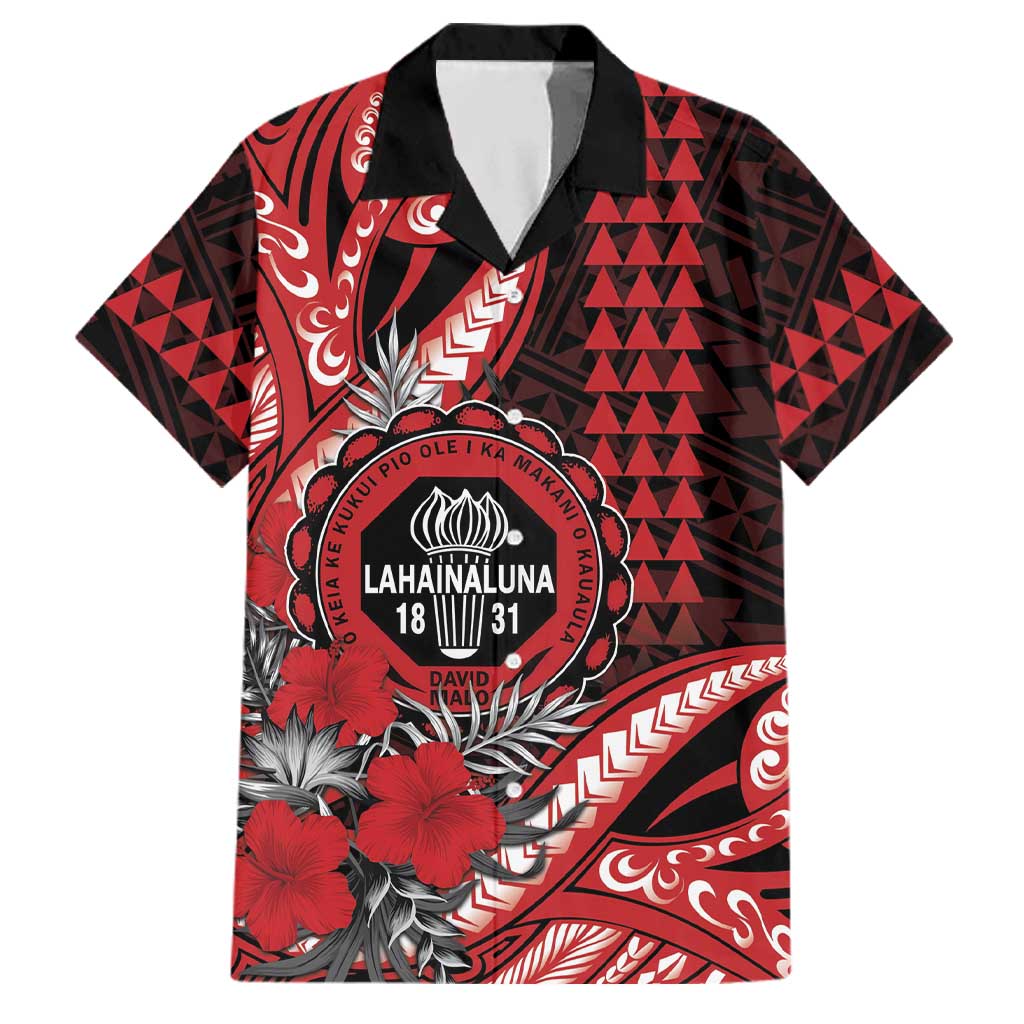 Personalized Hawaii Lahainaluna High School Family Matching Mermaid Dress and Hawaiian Shirt Tribal Tattoo With Hibiscus Flowers