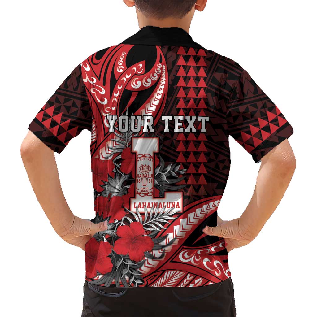 Personalized Hawaii Lahainaluna High School Family Matching Summer Maxi Dress and Hawaiian Shirt Tribal Tattoo With Hibiscus Flowers