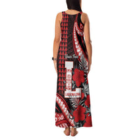 Personalized Hawaii Lahainaluna High School Family Matching Tank Maxi Dress and Hawaiian Shirt Tribal Tattoo With Hibiscus Flowers
