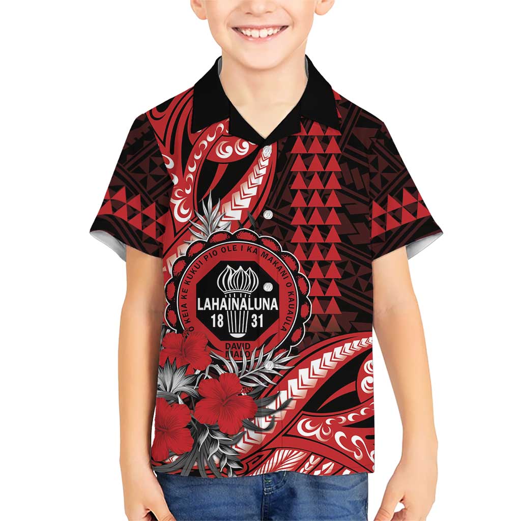Personalized Hawaii Lahainaluna High School Family Matching Tank Maxi Dress and Hawaiian Shirt Tribal Tattoo With Hibiscus Flowers