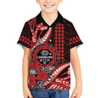 Personalized Hawaii Lahainaluna High School Family Matching Tank Maxi Dress and Hawaiian Shirt Tribal Tattoo With Hibiscus Flowers
