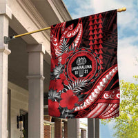 Hawaii Lahainaluna High School Garden Flag Tribal Tattoo With Hibiscus Flowers LT05 House Flag Red - Polynesian Pride