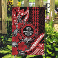 Hawaii Lahainaluna High School Garden Flag Tribal Tattoo With Hibiscus Flowers LT05 Garden Flag Red - Polynesian Pride
