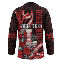 Personalized Hawaii Lahainaluna High School Hockey Jersey Tribal Tattoo With Hibiscus Flowers