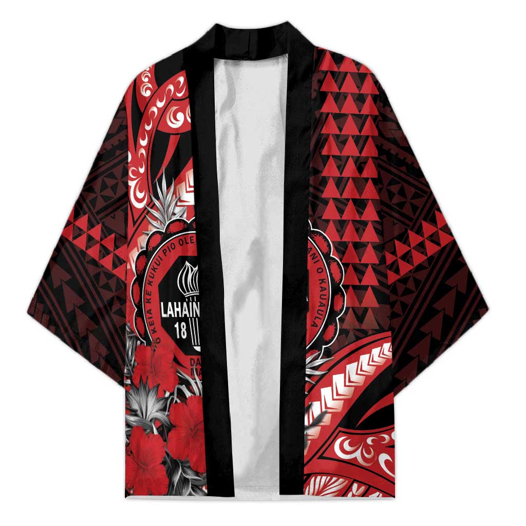 Personalized Hawaii Lahainaluna High School Kimono Tribal Tattoo With Hibiscus Flowers LT05 Unisex Red - Polynesian Pride