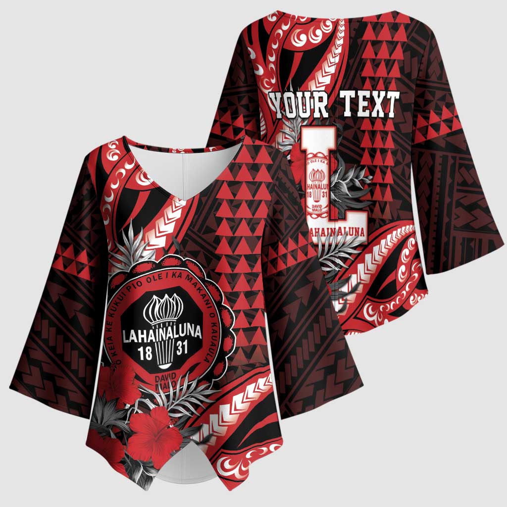 Personalized Hawaii Lahainaluna High School Kimono Sleeve Blouse Tribal Tattoo With Hibiscus Flowers LT05 - Polynesian Pride