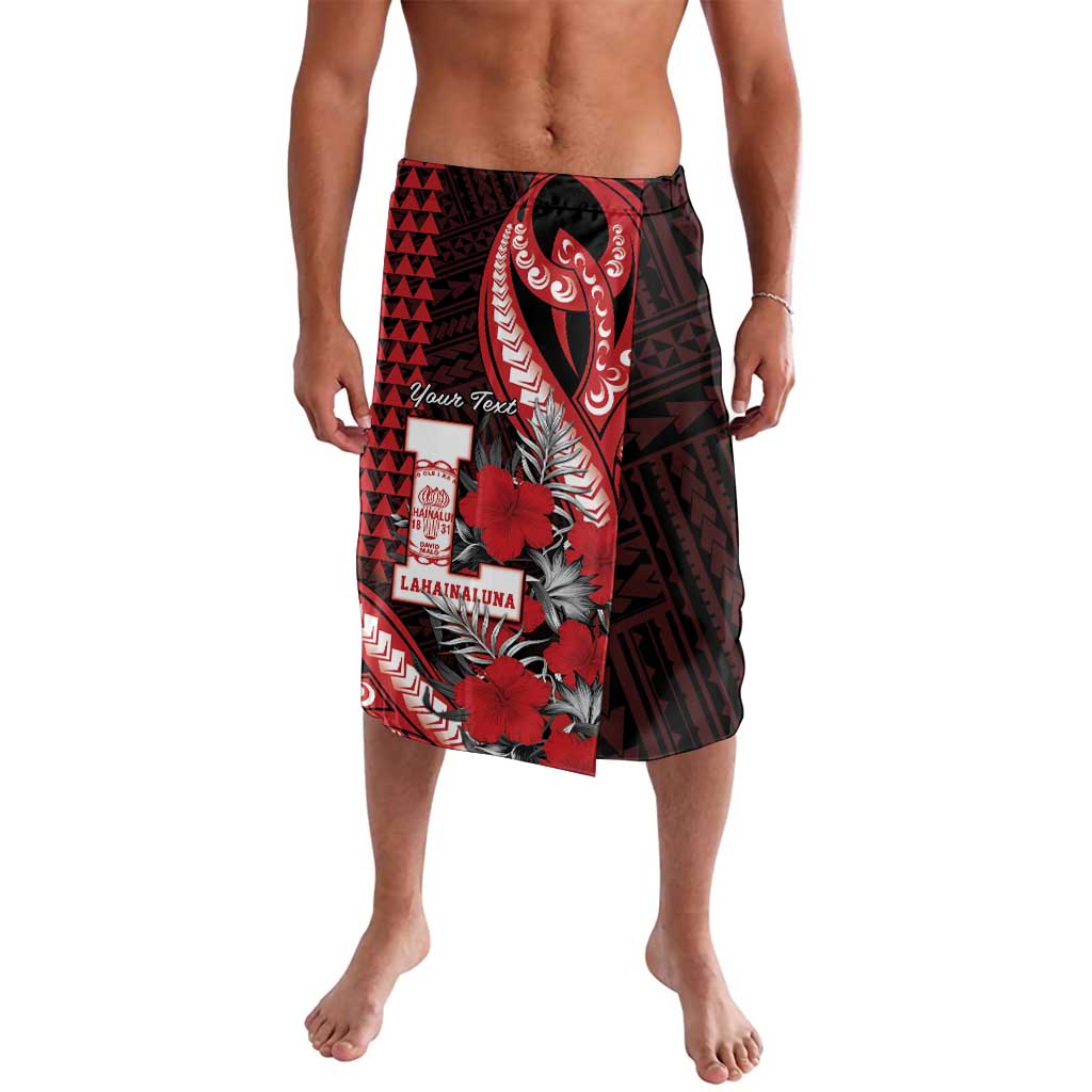 Personalized Hawaii Lahainaluna High School Lavalava Tribal Tattoo With Hibiscus Flowers LT05 Red - Polynesian Pride