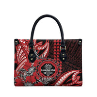 Hawaii Lahainaluna High School Leather Bag Tribal Tattoo With Hibiscus Flowers