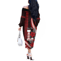 Personalized Hawaii Lahainaluna High School Off The Shoulder Long Sleeve Dress Tribal Tattoo With Hibiscus Flowers