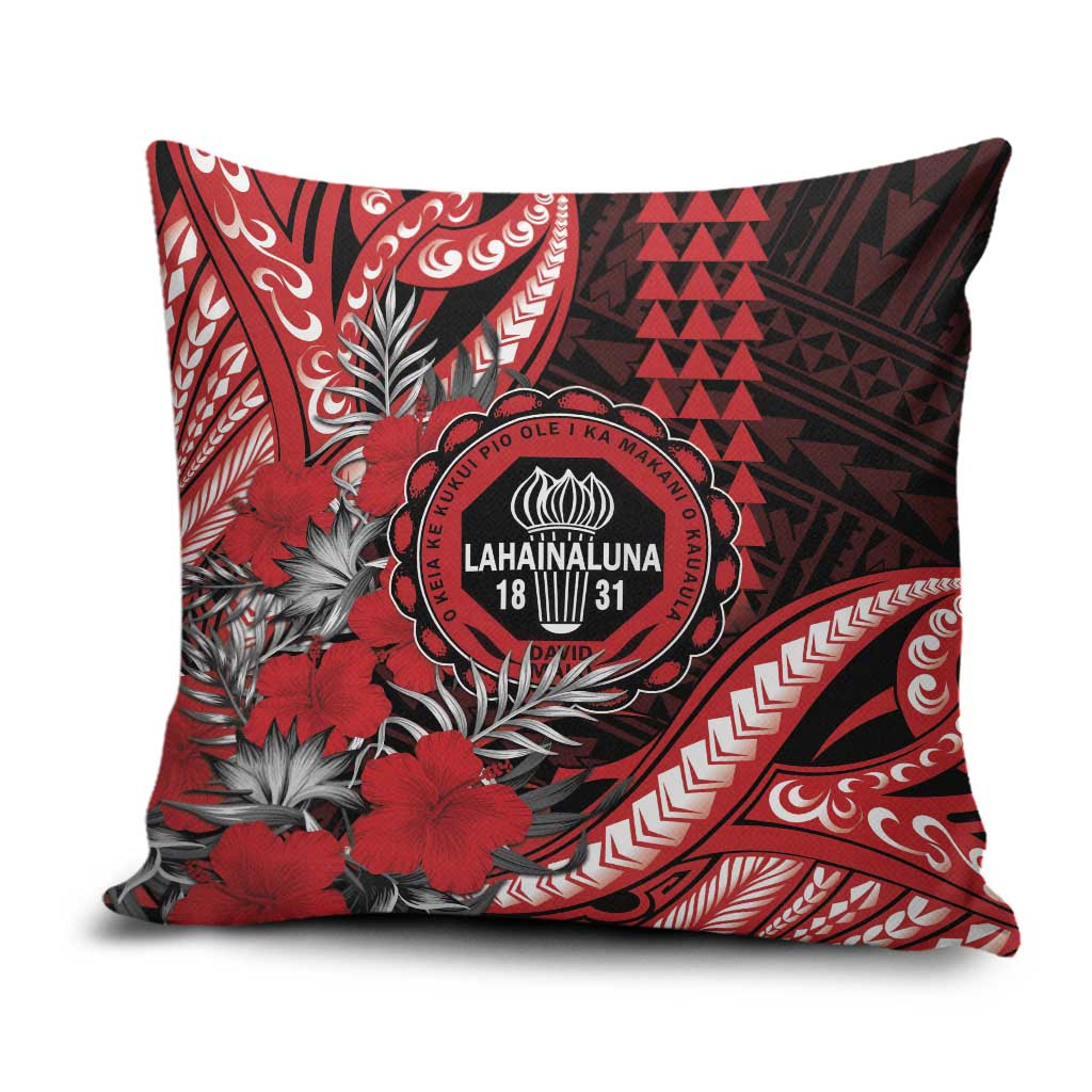 Hawaii Lahainaluna High School Pillow Cover Tribal Tattoo With Hibiscus Flowers