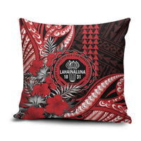 Hawaii Lahainaluna High School Pillow Cover Tribal Tattoo With Hibiscus Flowers