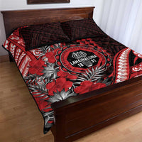 Hawaii Lahainaluna High School Quilt Bed Set Tribal Tattoo With Hibiscus Flowers LT05 - Polynesian Pride