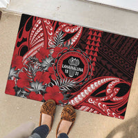 Hawaii Lahainaluna High School Rubber Doormat Tribal Tattoo With Hibiscus Flowers