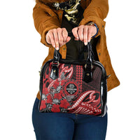 Hawaii Lahainaluna High School Shoulder Handbag Tribal Tattoo With Hibiscus Flowers LT05 One Size Red - Polynesian Pride