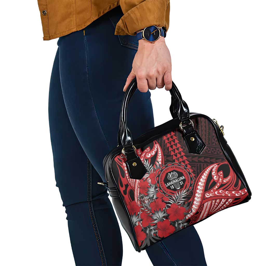 Hawaii Lahainaluna High School Shoulder Handbag Tribal Tattoo With Hibiscus Flowers LT05 - Polynesian Pride