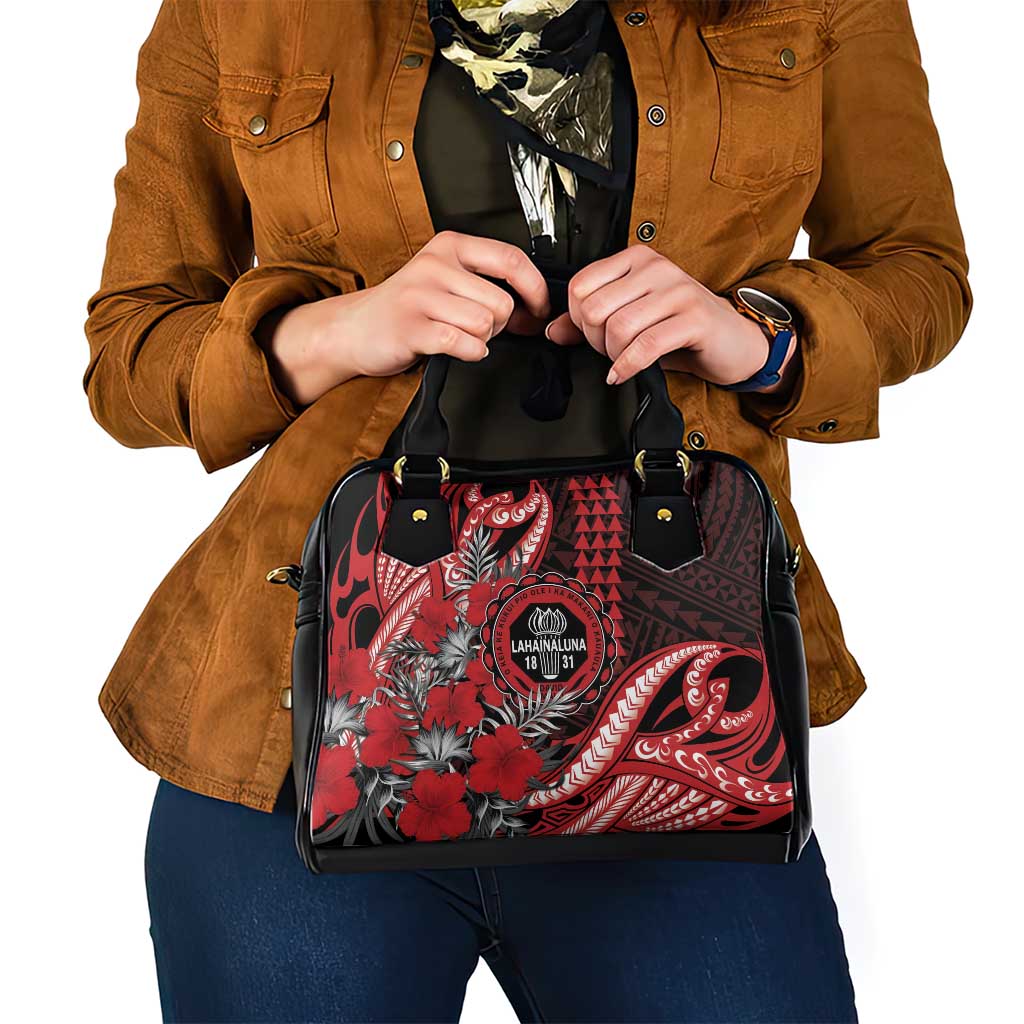 Hawaii Lahainaluna High School Shoulder Handbag Tribal Tattoo With Hibiscus Flowers LT05 - Polynesian Pride