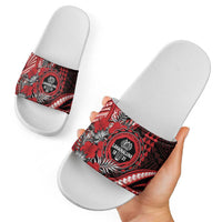 Hawaii Lahainaluna High School Slide Sandals Tribal Tattoo With Hibiscus Flowers LT05 - Polynesian Pride