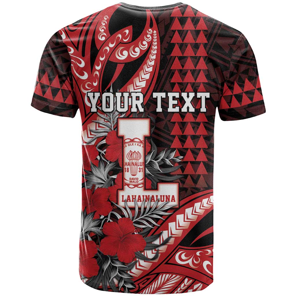 Personalized Hawaii Lahainaluna High School T Shirt Tribal Tattoo With Hibiscus Flowers