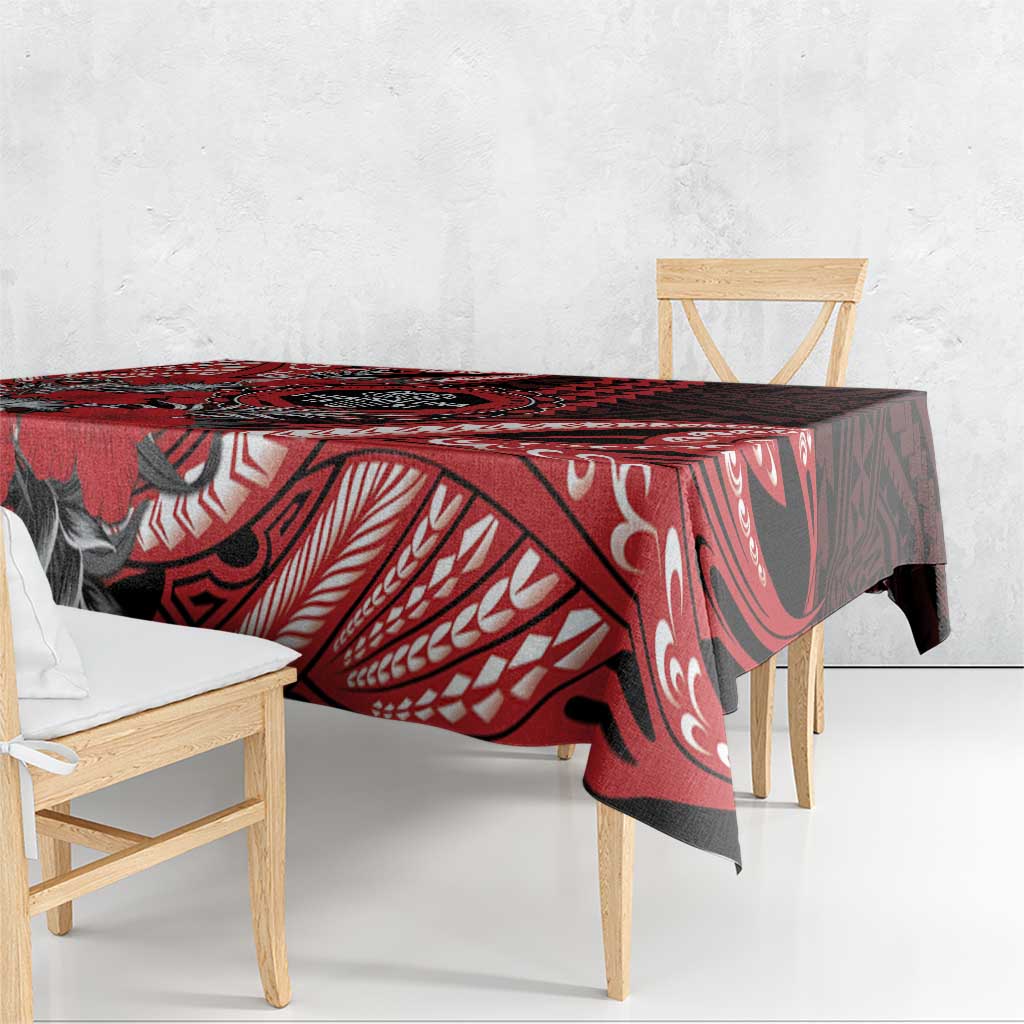 Hawaii Lahainaluna High School Tablecloth Tribal Tattoo With Hibiscus Flowers LT05 - Polynesian Pride