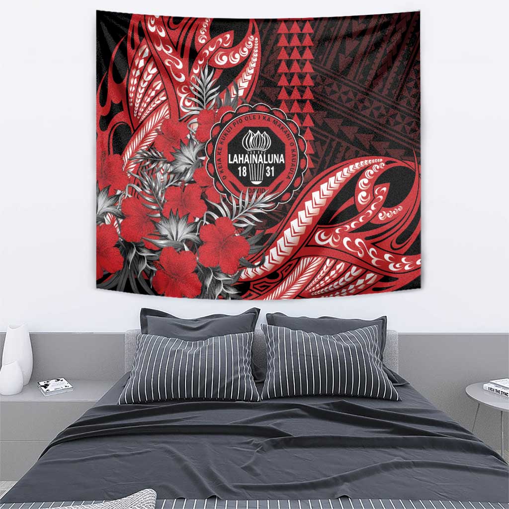 Hawaii Lahainaluna High School Tapestry Tribal Tattoo With Hibiscus Flowers LT05 - Polynesian Pride