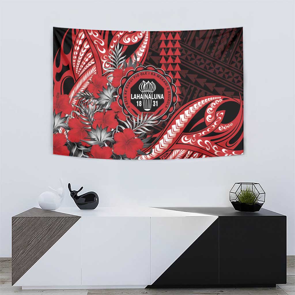 Hawaii Lahainaluna High School Tapestry Tribal Tattoo With Hibiscus Flowers LT05 - Polynesian Pride