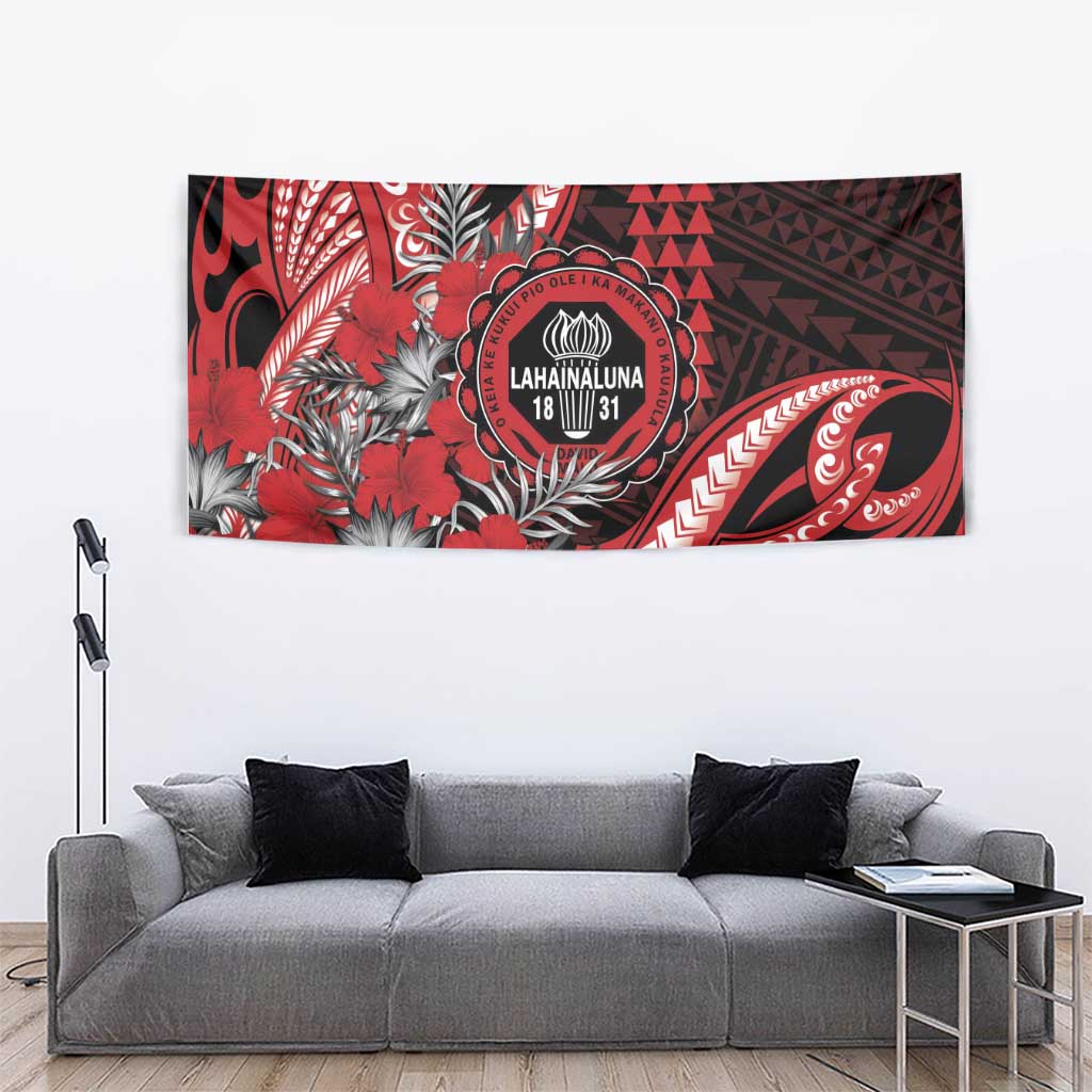 Hawaii Lahainaluna High School Tapestry Tribal Tattoo With Hibiscus Flowers LT05 - Polynesian Pride
