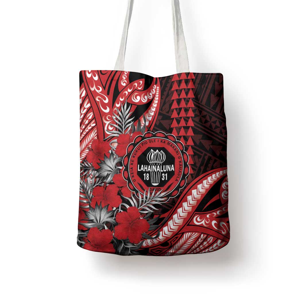 Hawaii Lahainaluna High School Tote Bag Tribal Tattoo With Hibiscus Flowers