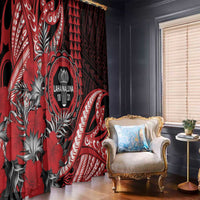 Hawaii Lahainaluna High School Window Curtain Tribal Tattoo With Hibiscus Flowers LT05 - Polynesian Pride