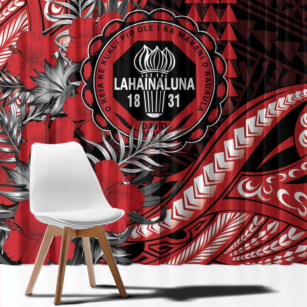 Hawaii Lahainaluna High School Window Curtain Tribal Tattoo With Hibiscus Flowers LT05 - Polynesian Pride