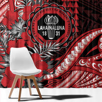 Hawaii Lahainaluna High School Window Curtain Tribal Tattoo With Hibiscus Flowers LT05 - Polynesian Pride