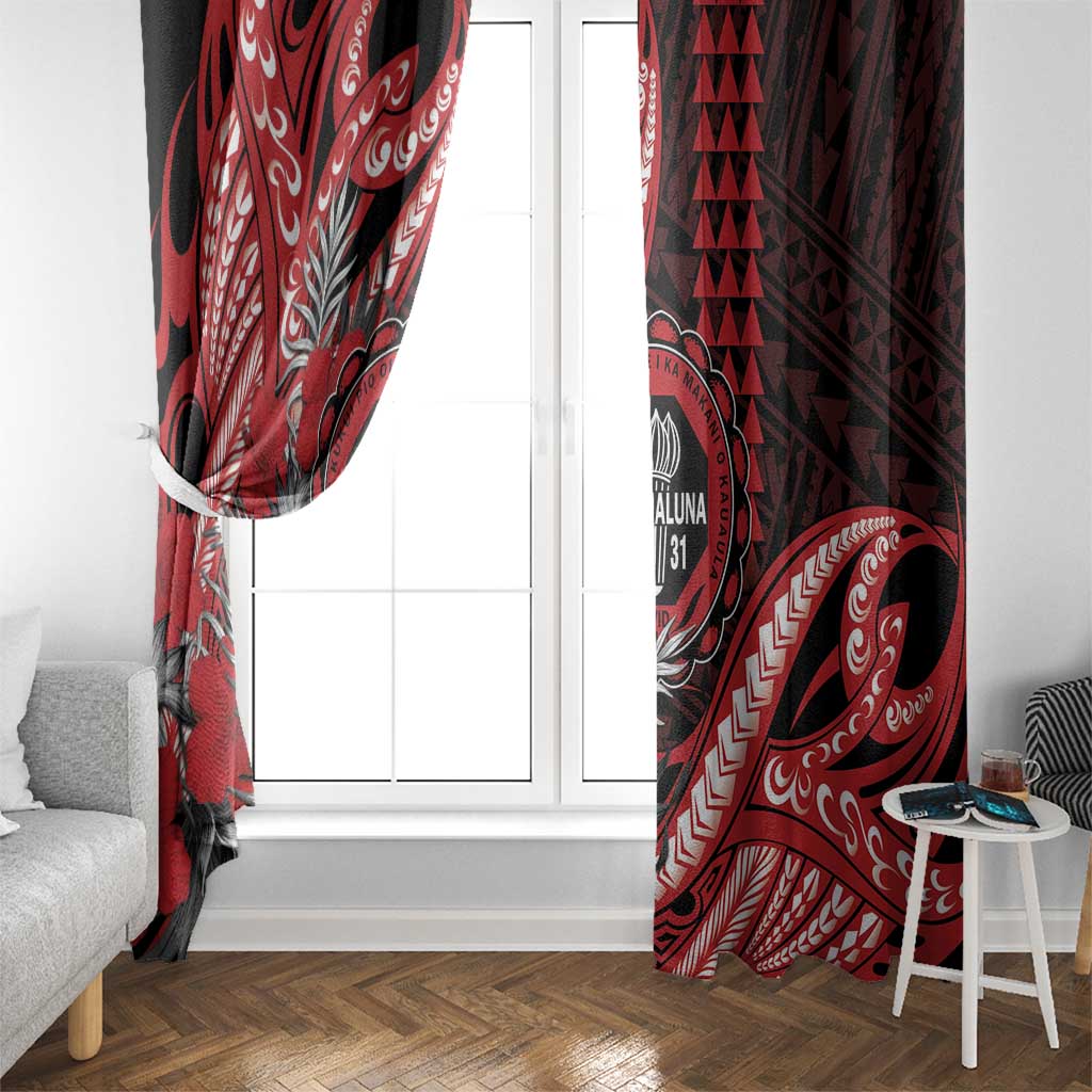 Hawaii Lahainaluna High School Window Curtain Tribal Tattoo With Hibiscus Flowers LT05 - Polynesian Pride