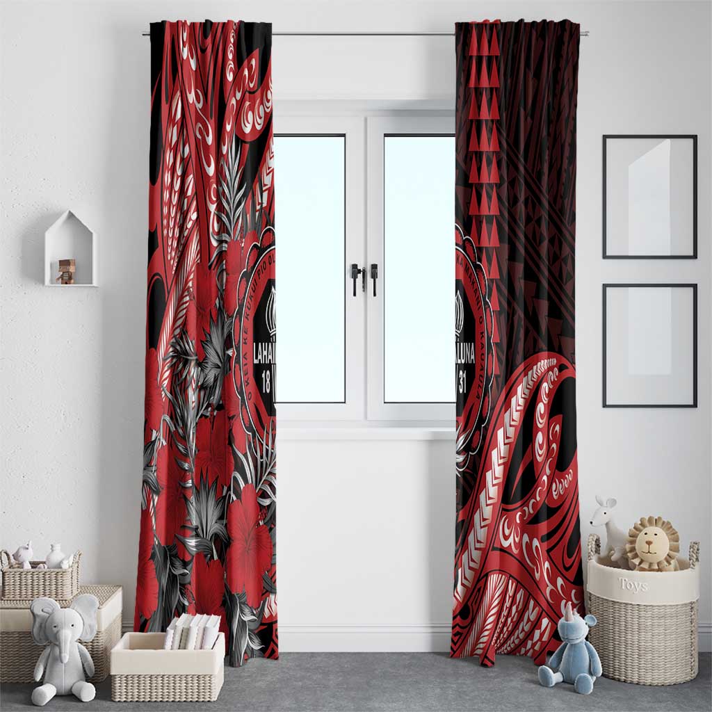 Hawaii Lahainaluna High School Window Curtain Tribal Tattoo With Hibiscus Flowers LT05 - Polynesian Pride