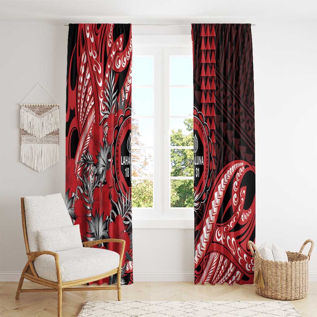 Hawaii Lahainaluna High School Window Curtain Tribal Tattoo With Hibiscus Flowers LT05 - Polynesian Pride