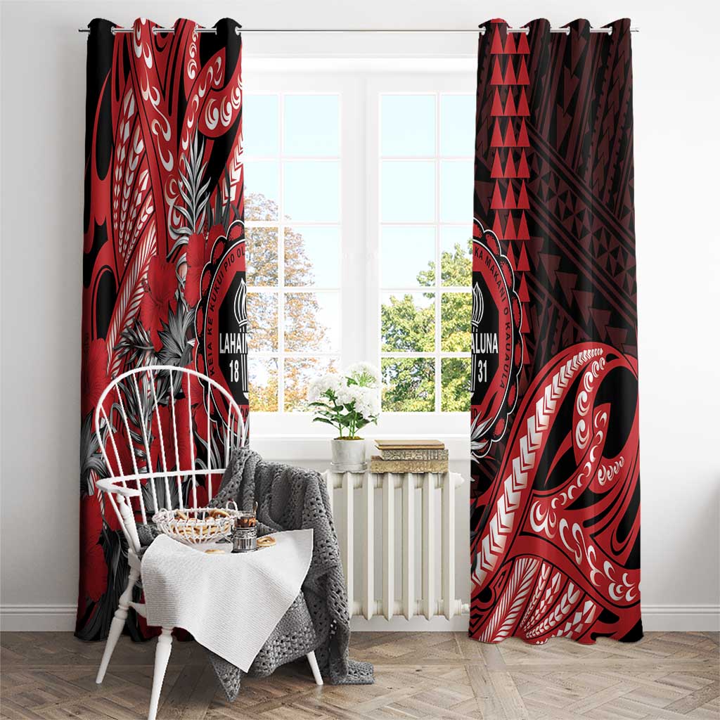 Hawaii Lahainaluna High School Window Curtain Tribal Tattoo With Hibiscus Flowers LT05 - Polynesian Pride