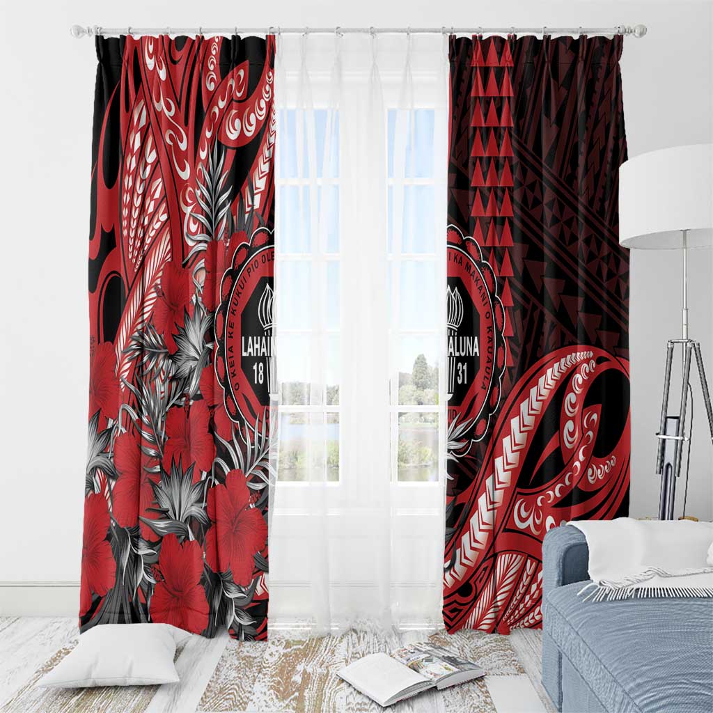 Hawaii Lahainaluna High School Window Curtain Tribal Tattoo With Hibiscus Flowers LT05 - Polynesian Pride