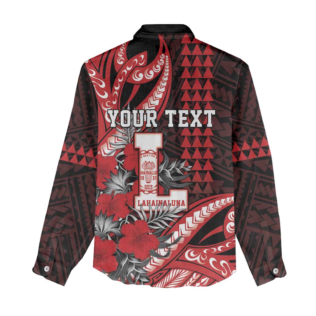 Personalized Hawaii Lahainaluna High School Women Casual Shirt Tribal Tattoo With Hibiscus Flowers