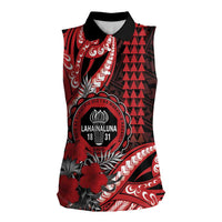 Personalized Hawaii Lahainaluna High School Women Sleeveless Polo Shirt Tribal Tattoo With Hibiscus Flowers