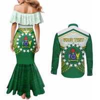 Personalised Cook Islands Ra o te Ui Ariki Couples Matching Mermaid Dress and Long Sleeve Button Shirt Polynesian Pattern LT05 - Polynesian Pride