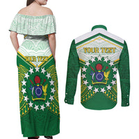 Personalised Cook Islands Ra o te Ui Ariki Couples Matching Off Shoulder Maxi Dress and Long Sleeve Button Shirt Polynesian Pattern LT05 - Polynesian Pride