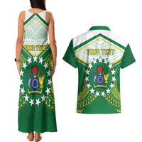 Personalised Cook Islands Ra o te Ui Ariki Couples Matching Tank Maxi Dress and Hawaiian Shirt Polynesian Pattern LT05 - Polynesian Pride
