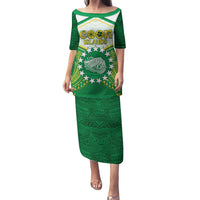 Personalised Cook Islands Ra o te Ui Ariki Family Matching Puletasi and Hawaiian Shirt Polynesian Pattern LT05 Mom's Dress Green - Polynesian Pride