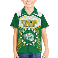 Personalised Cook Islands Ra o te Ui Ariki Family Matching Puletasi and Hawaiian Shirt Polynesian Pattern LT05 Son's Shirt Green - Polynesian Pride