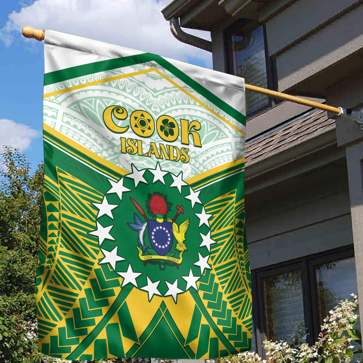 Cook Islands Ra o te Ui Ariki Garden Flag Polynesian Pattern LT05 - Polynesian Pride