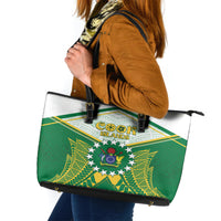 Cook Islands Ra o te Ui Ariki Leather Tote Bag Polynesian Pattern LT05 Green - Polynesian Pride