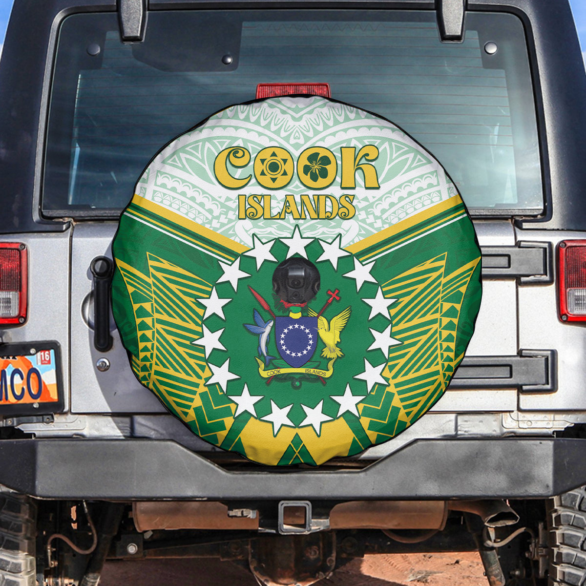 Cook Islands Ra o te Ui Ariki Spare Tire Cover Polynesian Pattern LT05 Green - Polynesian Pride