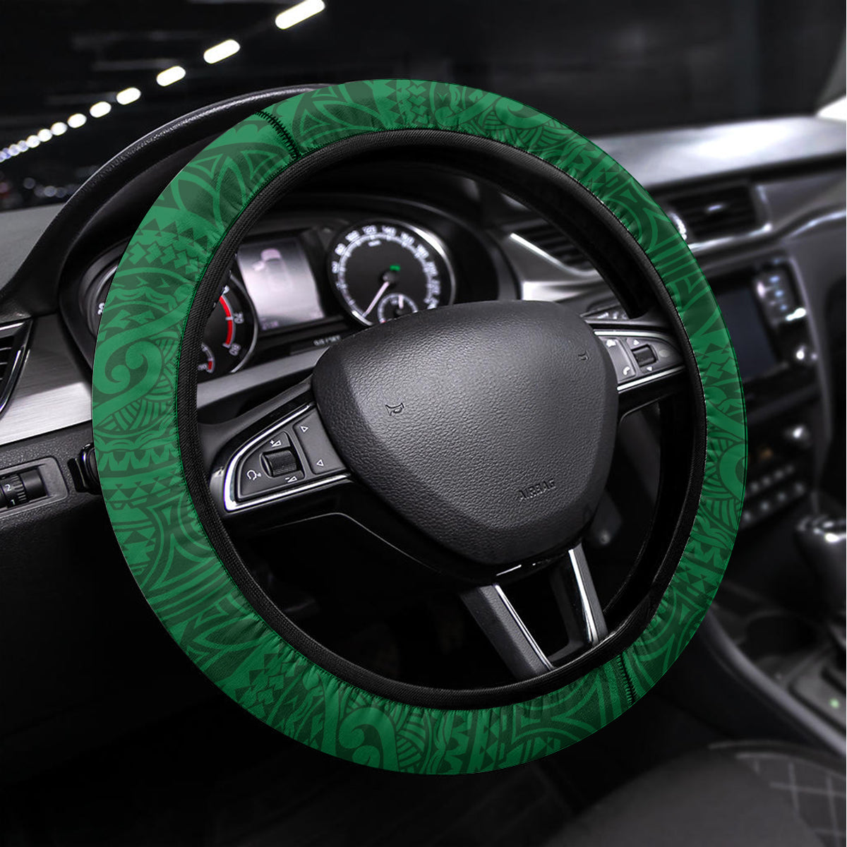 Cook Islands Ra o te Ui Ariki Steering Wheel Cover Polynesian Pattern LT05 Universal Fit Green - Polynesian Pride