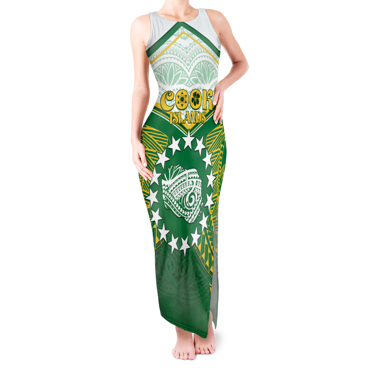 Personalised Cook Islands Ra o te Ui Ariki Tank Maxi Dress Polynesian Pattern