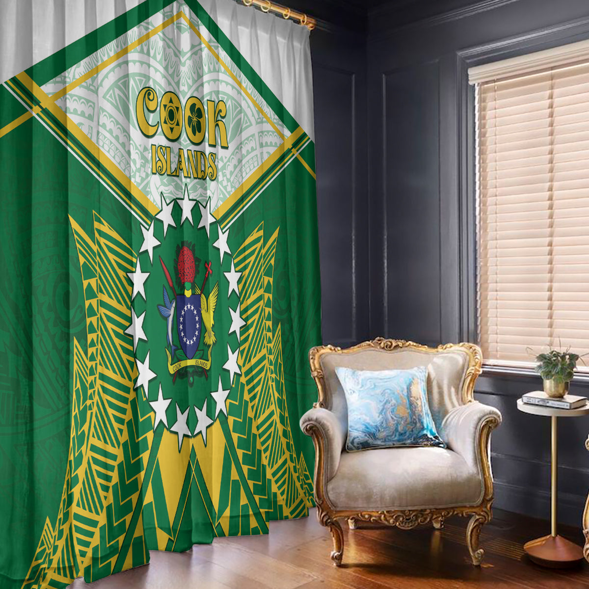 Cook Islands Ra o te Ui Ariki Window Curtain Polynesian Pattern LT05 - Polynesian Pride